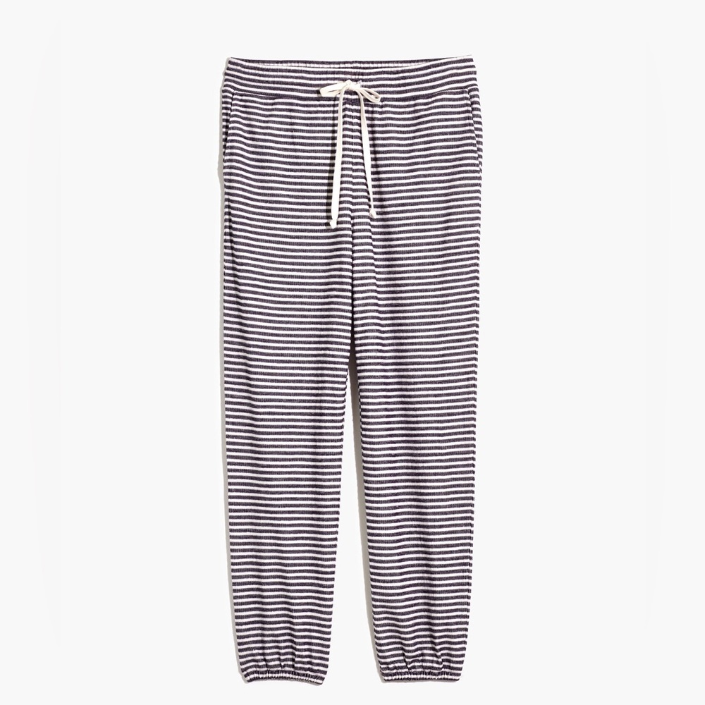 Madewell EUC Striped Saunter Lounge Pant in Indigo Blue Size XL